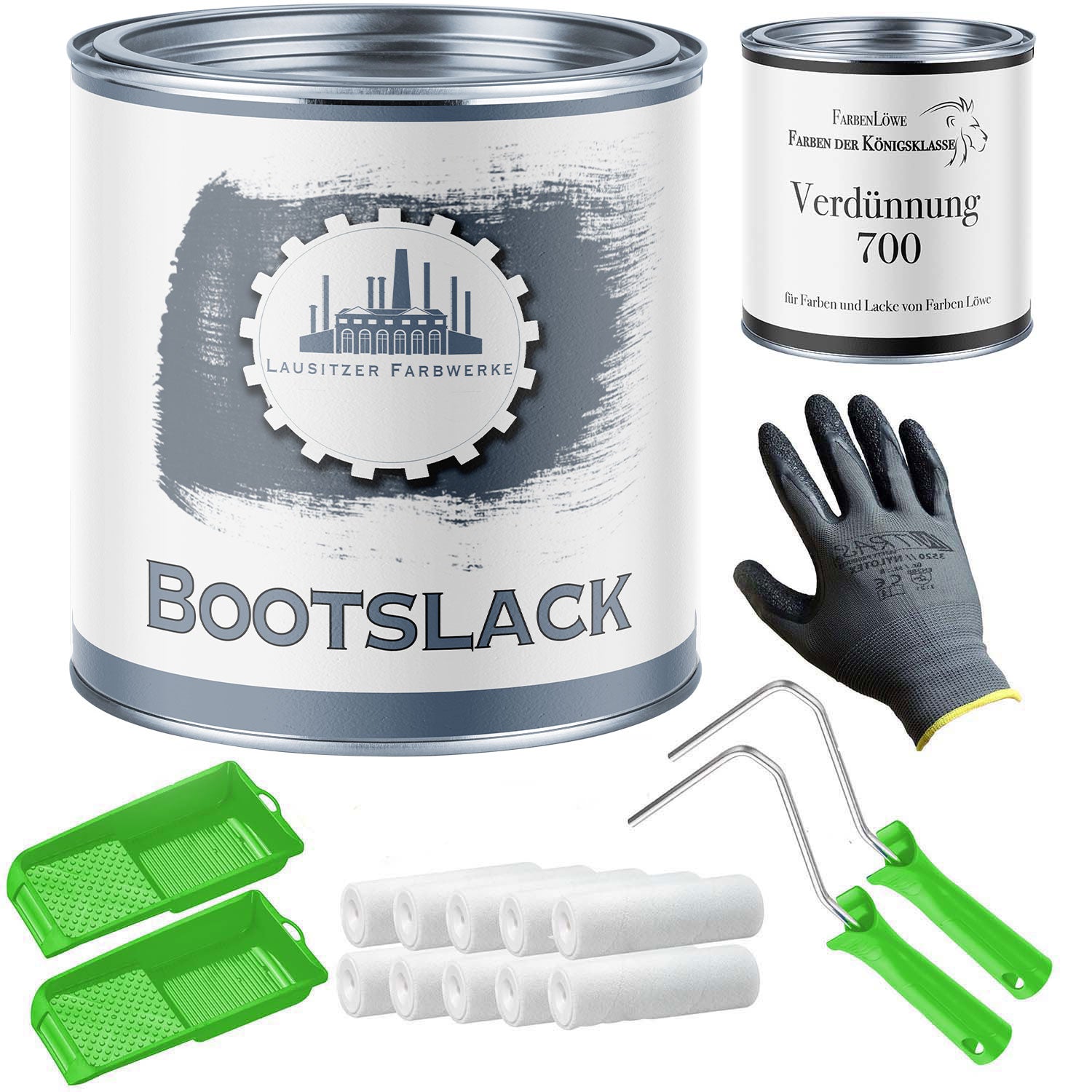 Lausitzer Farbwerke Bootslack mit Lackierset (X300) & Verdünnung (1 L) - 30% Sparangebot - Lausitzer Farbwerke