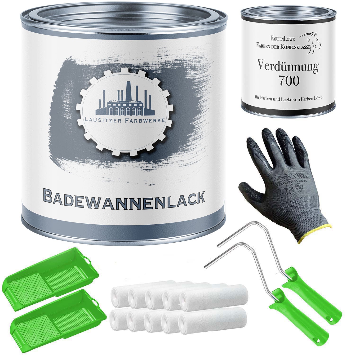 Lausitzer Farbwerke Badewannenlack mit Lackierset (X300) & Verdünnung (1 L) - 30% Sparangebot - Lausitzer Farbwerke