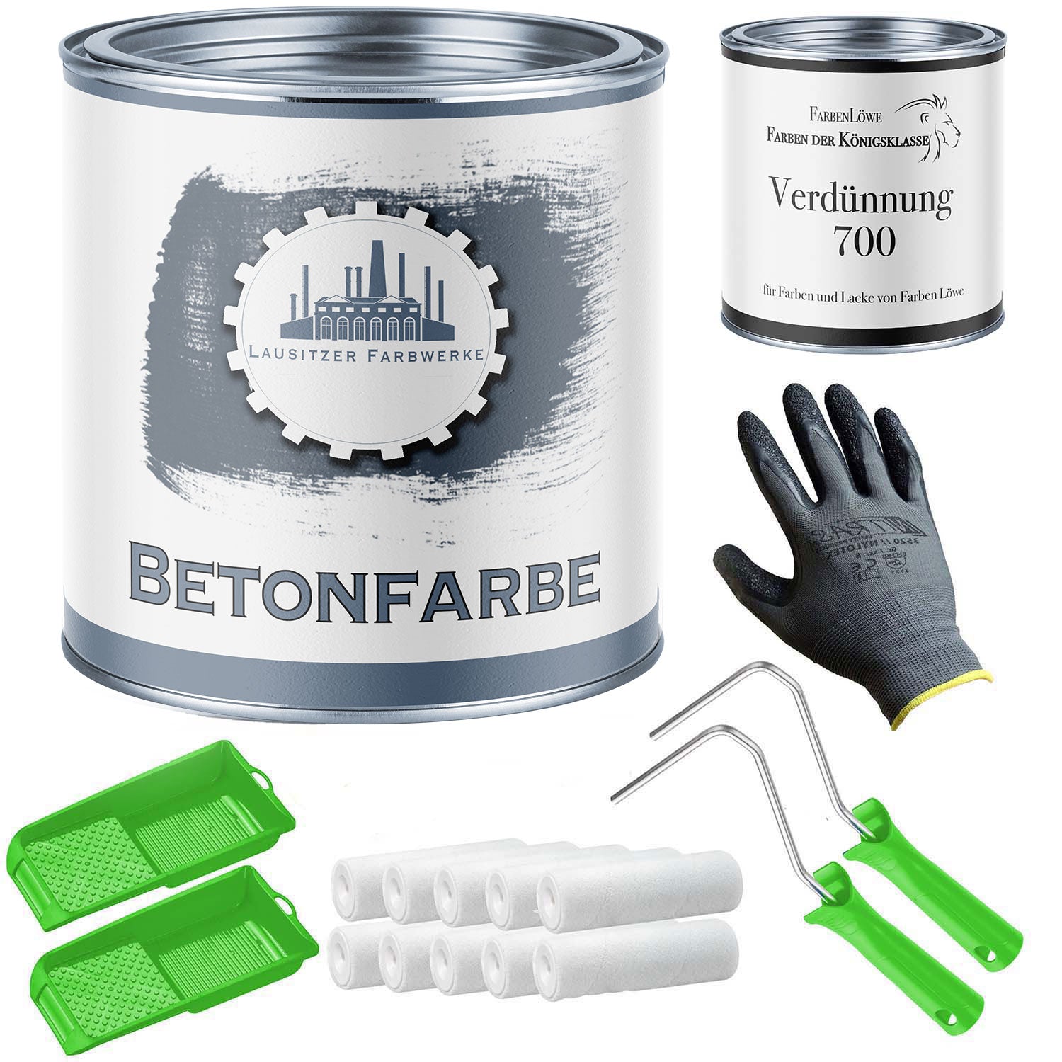 Lausitzer Farbwerke Betonfarbe mit Lackierset (X300) & Verdünnung (1 L) - 30% Sparangebot - Lausitzer Farbwerke